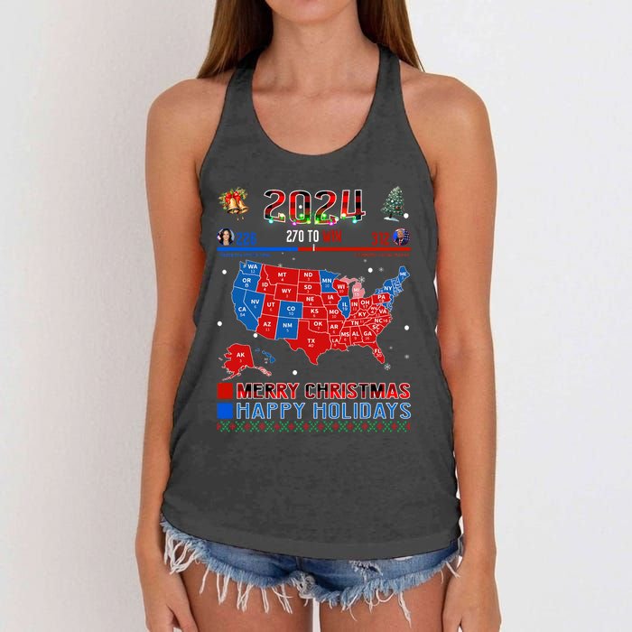 2024 Electoral Map Merry Christmas Trump Landslide Holiday Women's Knotted Racerback Tank