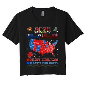 2024 Electoral Map Merry Christmas Trump Landslide Holiday Women's Crop Top Tee