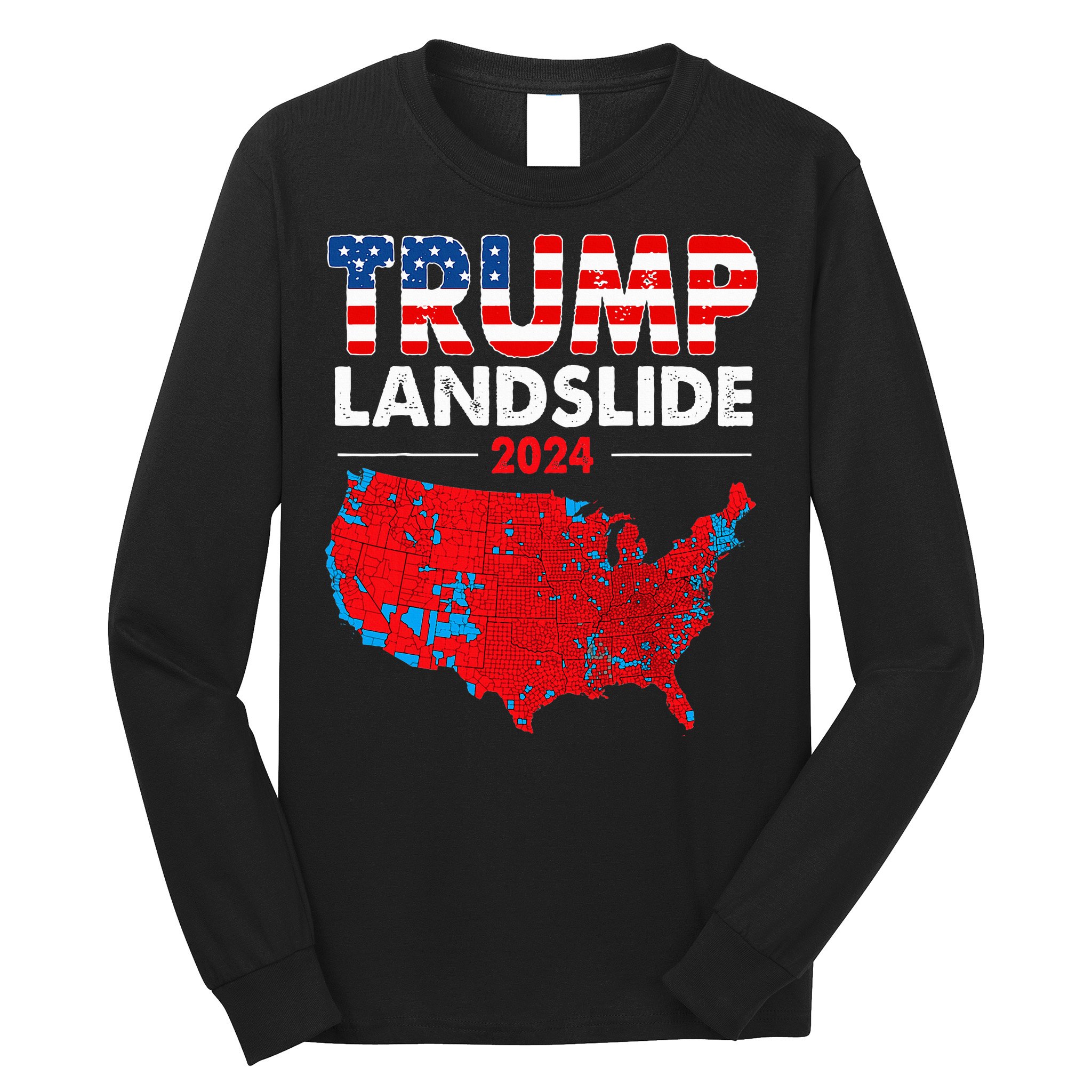 2024 Electoral Map Trump Landslide Red Election Map Long Sleeve Shirt