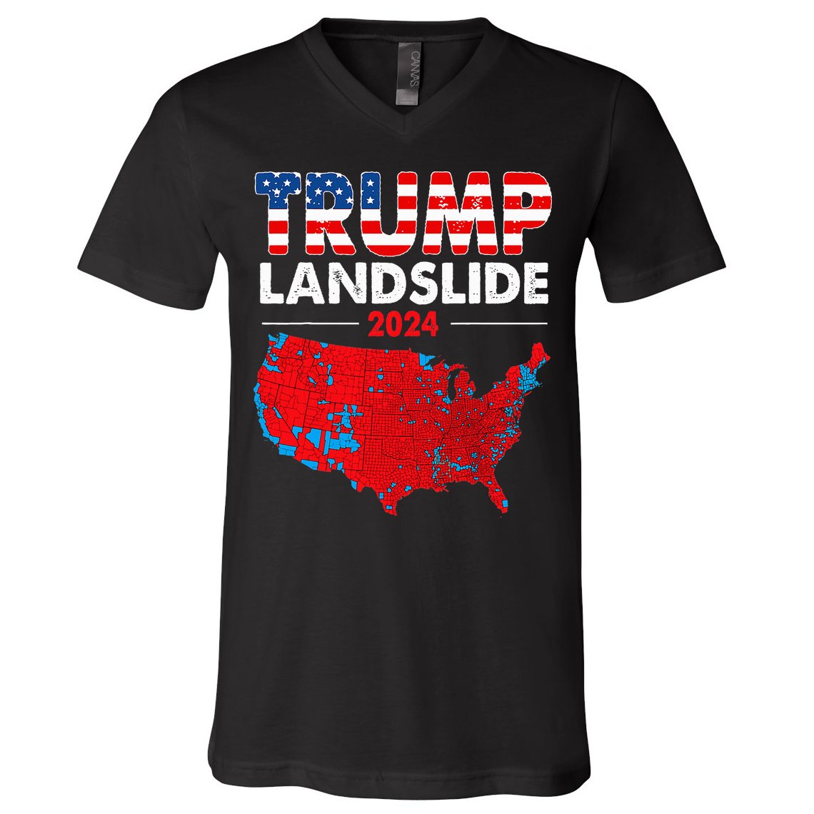 2024 Electoral Map Trump Landslide Red Election Map V-Neck T-Shirt