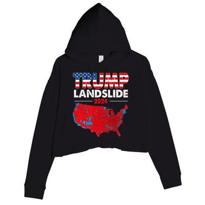 2024 Electoral Map Trump Landslide Red Election Map Crop Fleece Hoodie