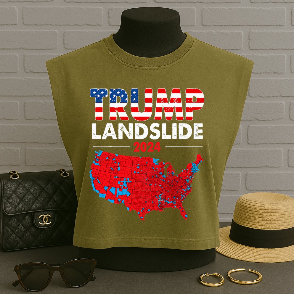 2024 Electoral Map Trump Landslide Red Election Map Garment-Dyed Women's Muscle Tee