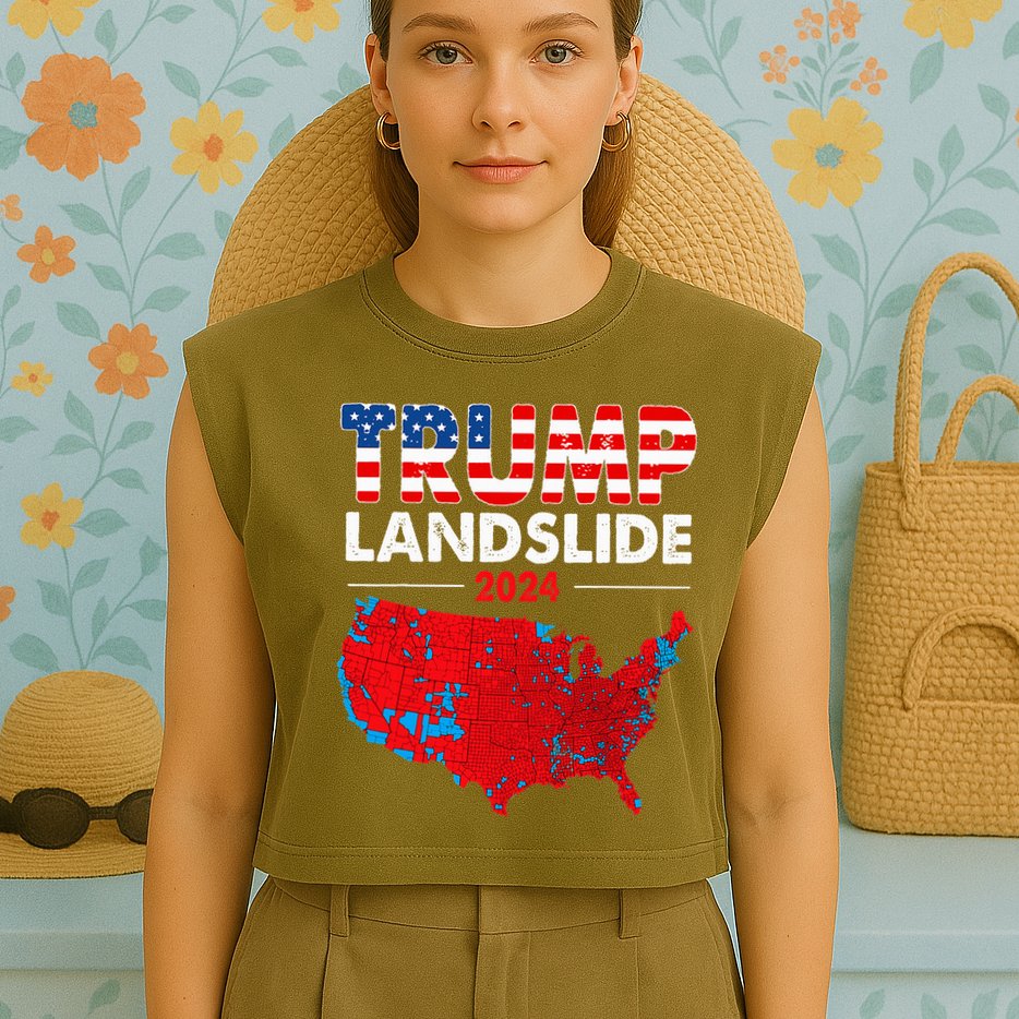 2024 Electoral Map Trump Landslide Red Election Map Garment-Dyed Women's Muscle Tee