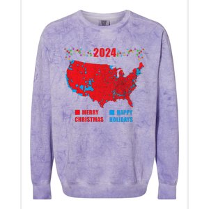 2024 Electoral Map Merry Christmas Trump Landslide Holiday Colorblast Crewneck Sweatshirt