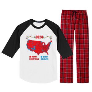 2024 Electoral Map Merry Christmas Trump Landslide Holiday Raglan Sleeve Pajama Set