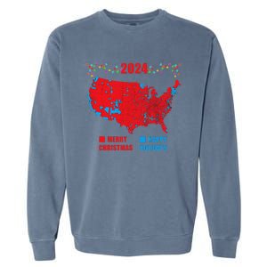 2024 Electoral Map Merry Christmas Trump Landslide Holiday Garment-Dyed Sweatshirt