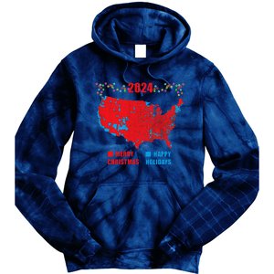 2024 Electoral Map Merry Christmas Trump Landslide Holiday Tie Dye Hoodie