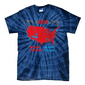 2024 Electoral Map Merry Christmas Trump Landslide Holiday Tie-Dye T-Shirt