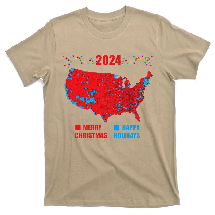 2024 Electoral Map Merry Christmas Trump Landslide Holiday T-Shirt