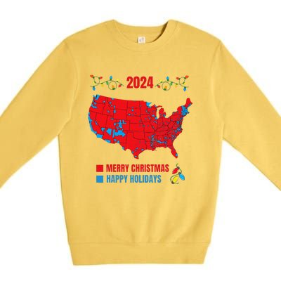 2024 Electoral Map Merry Christmas Trump Landslide Holiday Premium Crewneck Sweatshirt