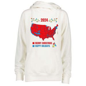 2024 Electoral Map Merry Christmas Trump Landslide Holiday Womens Funnel Neck Pullover Hood