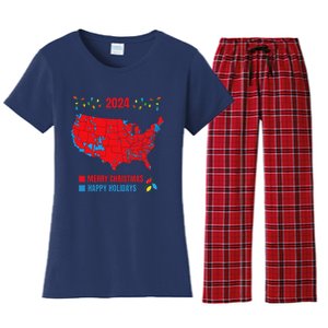 2024 Electoral Map Merry Christmas Trump Landslide Holiday Women's Flannel Pajama Set