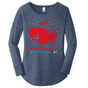 2024 Electoral Map Merry Christmas Trump Landslide Holiday Women's Perfect Tri Tunic Long Sleeve Shirt