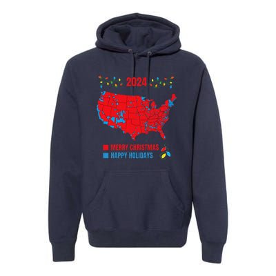 2024 Electoral Map Merry Christmas Trump Landslide Holiday Premium Hoodie