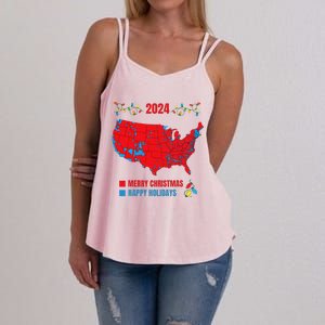 2024 Electoral Map Merry Christmas Trump Landslide Holiday Women's Strappy Tank