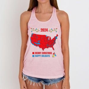 2024 Electoral Map Merry Christmas Trump Landslide Holiday Women's Knotted Racerback Tank