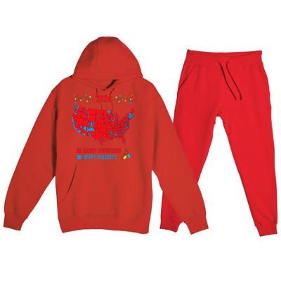 2024 Electoral Map Merry Christmas Trump Landslide Holiday Premium Hooded Sweatsuit Set