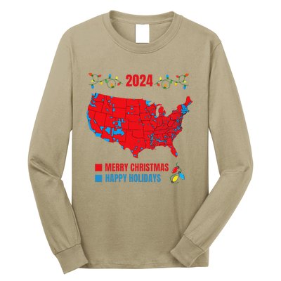 2024 Electoral Map Merry Christmas Trump Landslide Holiday Long Sleeve Shirt