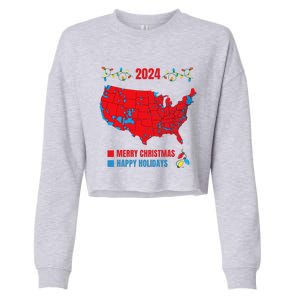 2024 Electoral Map Merry Christmas Trump Landslide Holiday Cropped Pullover Crew