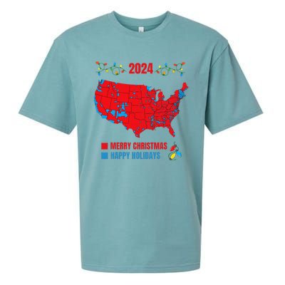 2024 Electoral Map Merry Christmas Trump Landslide Holiday Sueded Cloud Jersey T-Shirt