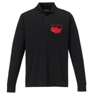 2024 Electoral Map Trump Landslide Red Election Map Gift Performance Long Sleeve Polo