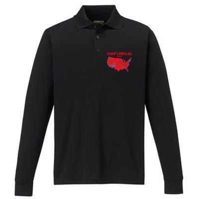 2024 Electoral Map Trump Landslide Red Election Map Gift Performance Long Sleeve Polo