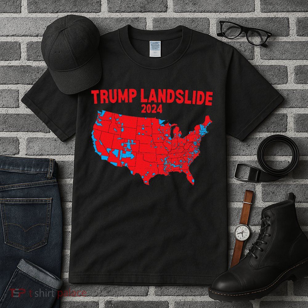 2024 Electoral Map Trump Landslide Red Election Map Gift Tall T-Shirt