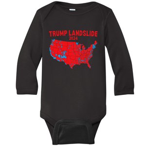 2024 Electoral Map Trump Landslide Red Election Map Gift Baby Long Sleeve Bodysuit