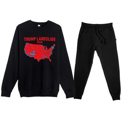 2024 Electoral Map Trump Landslide Red Election Map Gift Premium Crewneck Sweatsuit Set