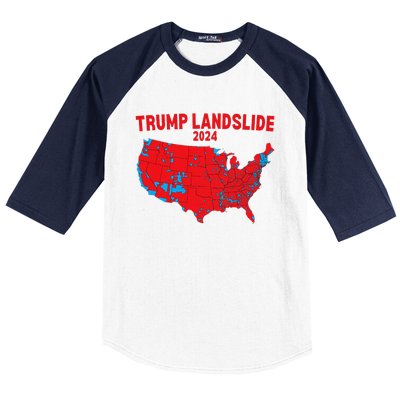 2024 Electoral Map Trump Landslide Red Election Map Gift Baseball Sleeve Shirt