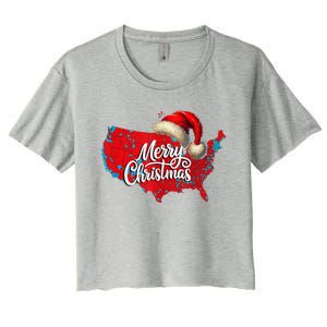 2024 Electoral Map Merry Christmas Trump Landslide Holiday Women's Crop Top Tee