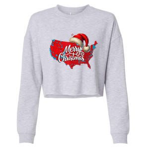 2024 Electoral Map Merry Christmas Trump Landslide Holiday Cropped Pullover Crew