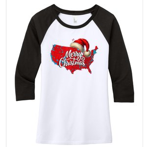 2024 Electoral Map Merry Christmas Trump Landslide Holiday Women's Tri-Blend 3/4-Sleeve Raglan Shirt