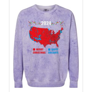 2024 Electoral Map Merry Christmas Trump Landslide Holiday Colorblast Crewneck Sweatshirt