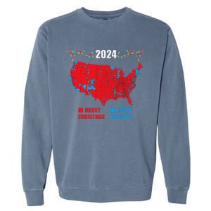 2024 Electoral Map Merry Christmas Trump Landslide Holiday Garment-Dyed Sweatshirt