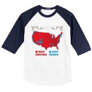 2024 Electoral Map Merry Christmas Trump Landslide Holiday Baseball Sleeve Shirt