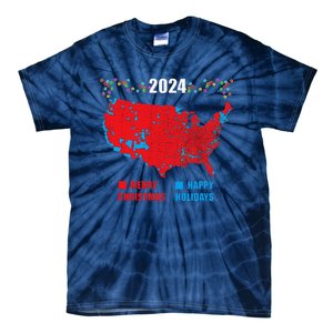 2024 Electoral Map Merry Christmas Trump Landslide Holiday Tie-Dye T-Shirt