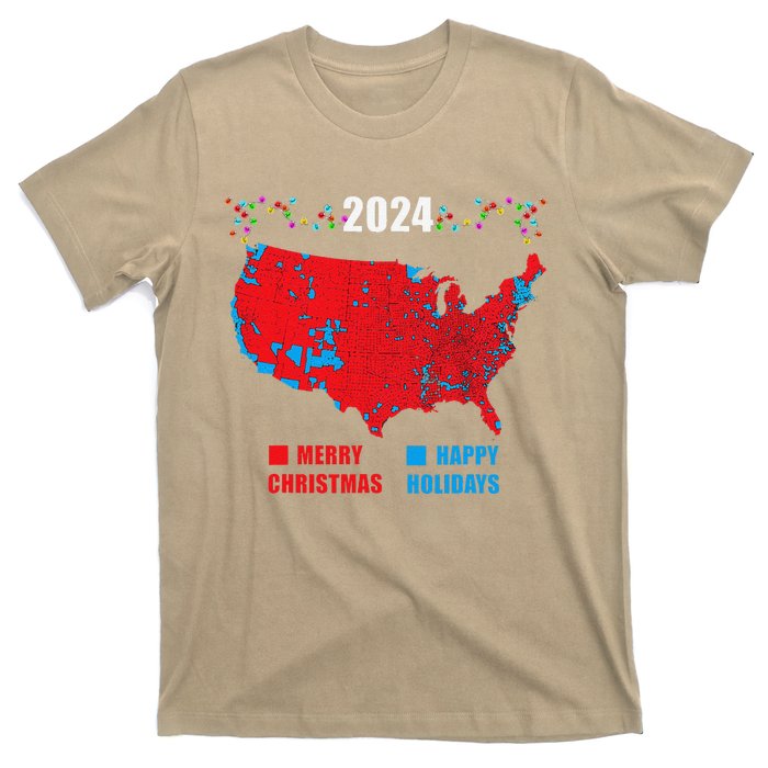 2024 Electoral Map Merry Christmas Trump Landslide Holiday T-Shirt