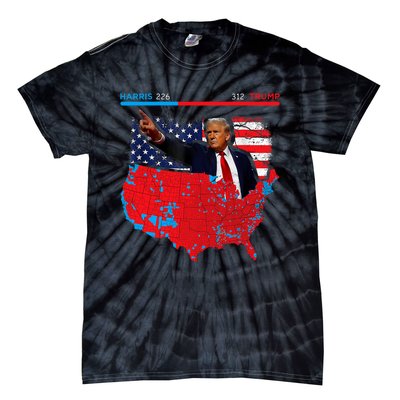 2024 Electoral Map Trump 312 Red 2024 Election Results Map Tie-Dye T-Shirt