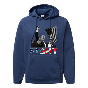 2024 Election Rally Fight Shot United States Patriotic Performance Fleece Hoodie