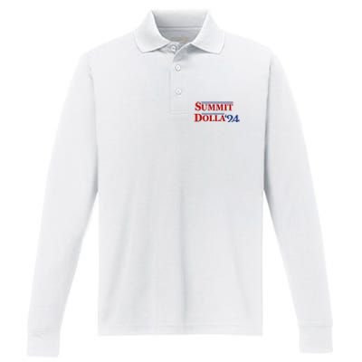 2024 Election Year Funny Name Summit Dolla 24 Performance Long Sleeve Polo