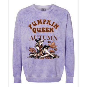 2024 Fall Autumn Cute Pumpkin Queen Retro Pin Up Gift Colorblast Crewneck Sweatshirt