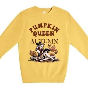 2024 Fall Autumn Cute Pumpkin Queen Retro Pin Up Gift Premium Crewneck Sweatshirt