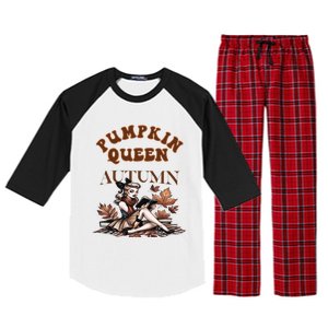 2024 Fall Autumn Cute Pumpkin Queen Retro Pin Up Gift Raglan Sleeve Pajama Set