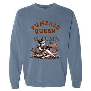 2024 Fall Autumn Cute Pumpkin Queen Retro Pin Up Gift Garment-Dyed Sweatshirt