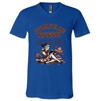 2024 Fall Autumn Cute Pumpkin Queen Retro Pin Up Gift V-Neck T-Shirt