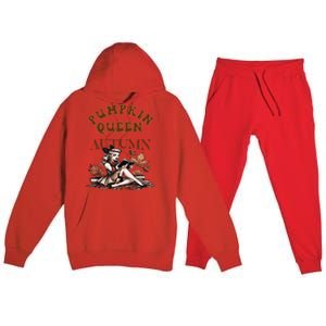 2024 Fall Autumn Cute Pumpkin Queen Retro Pin Up Gift Premium Hooded Sweatsuit Set