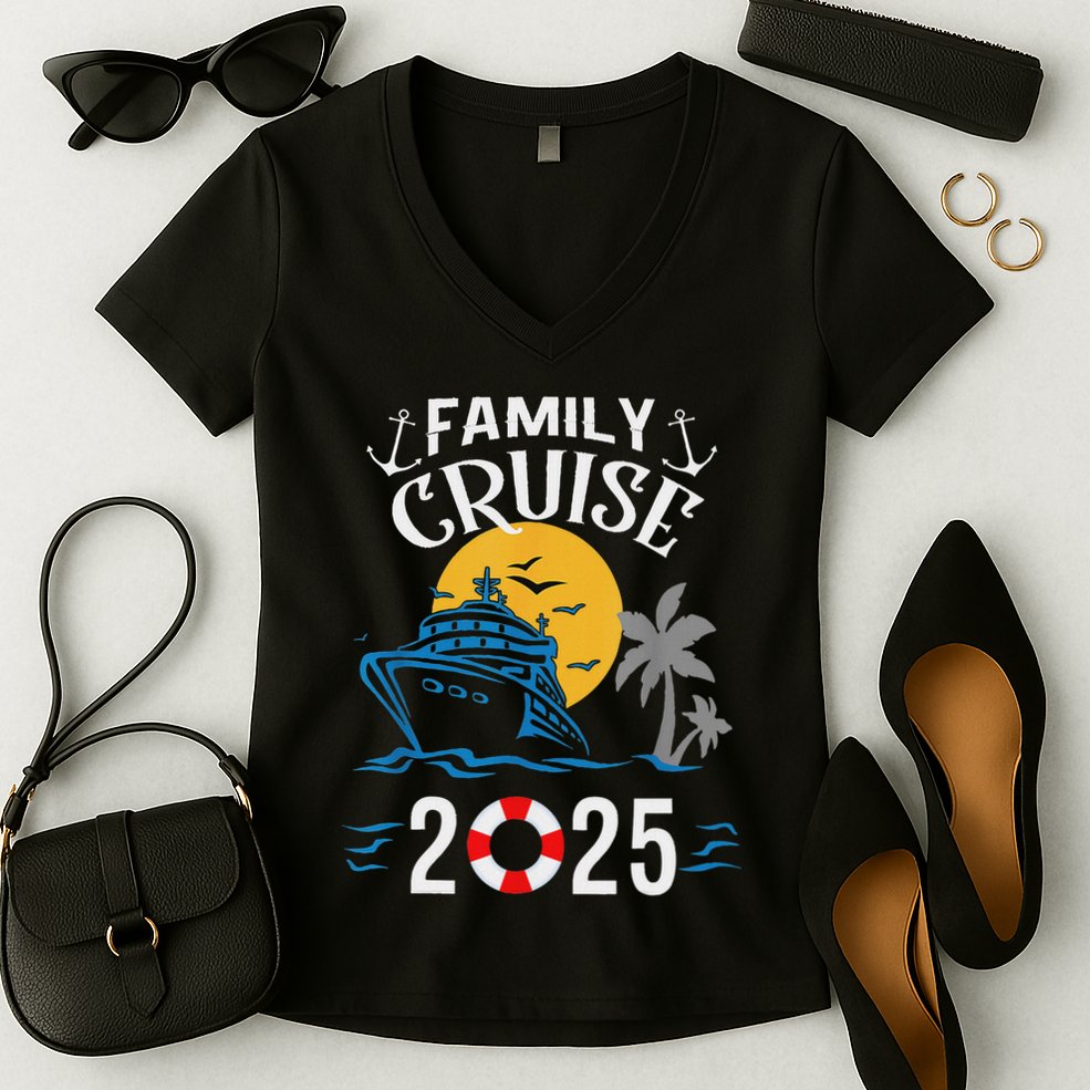 2025 Family Cruise Women Sailing And Cruising Women's V-Neck T-Shirt