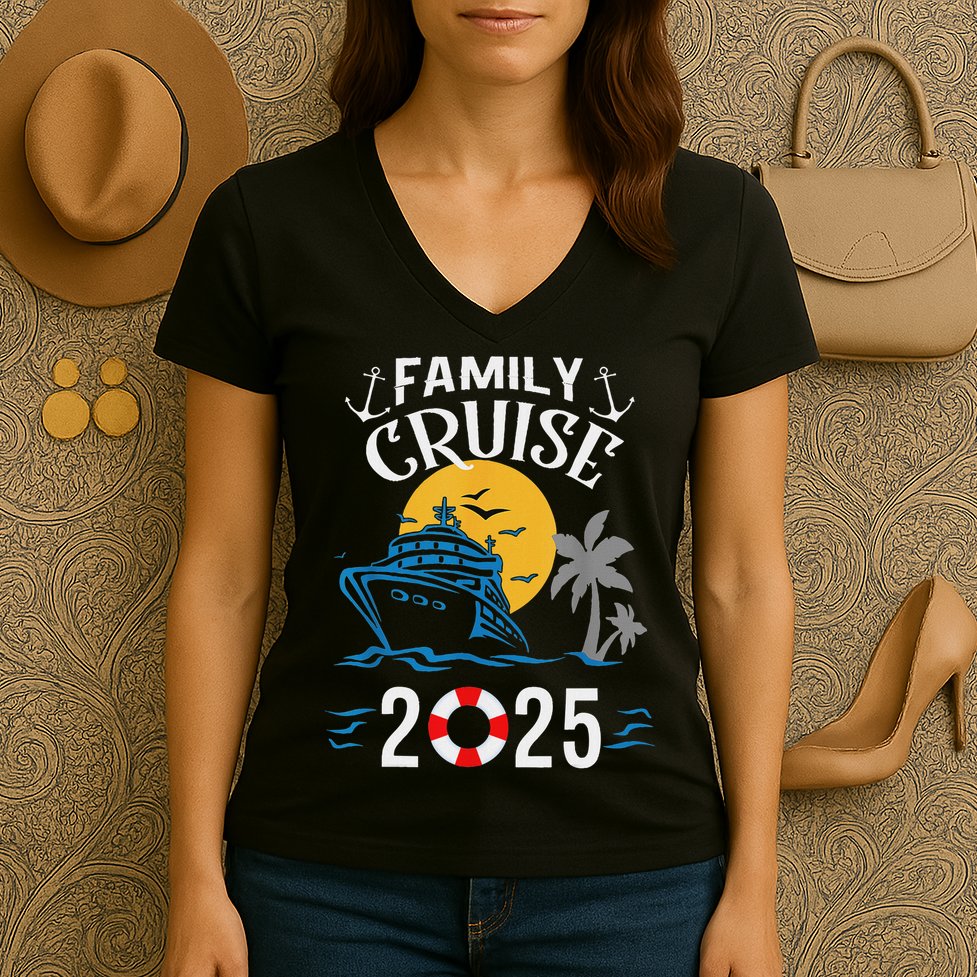 2025 Family Cruise Women Sailing And Cruising Women's V-Neck T-Shirt