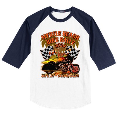 2024 Fall Myrtle Beach Bike Rally Vintage Art Back Baseball Sleeve Shirt